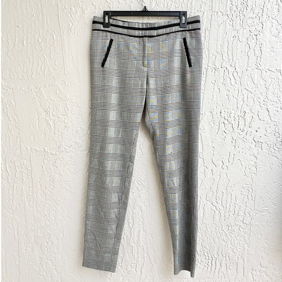 Veronica Beard Plaid High Waisted Straight Leg Trouser Pants Gray Women's US 6 - Picture 1 of 6